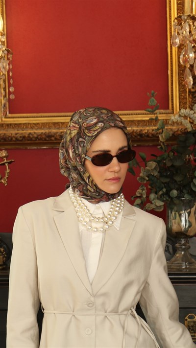 ETHNİC ELEGANCE DESEN EŞARP HAKİ YEŞİL
