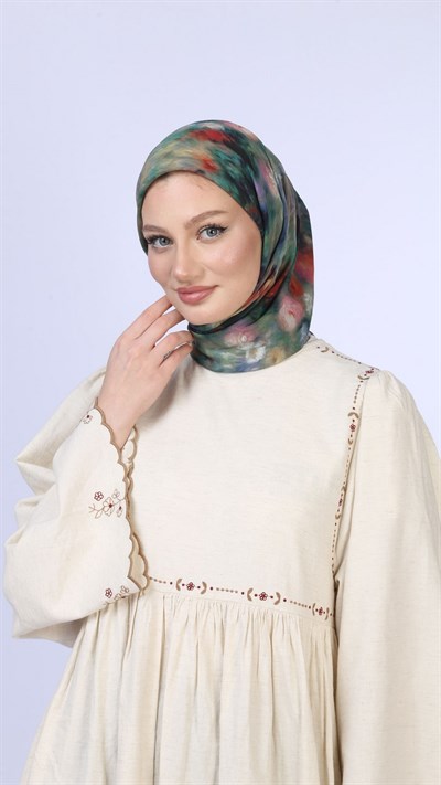 FEATHER MİST DESEN EŞARP CANLI YEŞİL