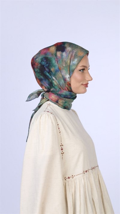 FEATHER MİST DESEN EŞARP CANLI YEŞİL