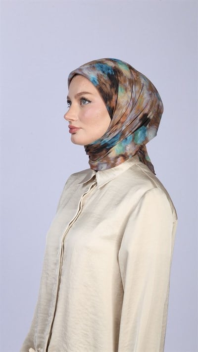 FEATHER MİST DESEN EŞARP KAHVE