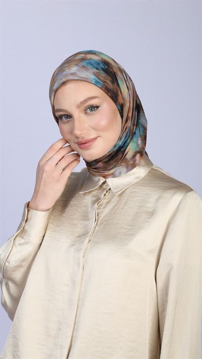 FEATHER MİST DESEN EŞARP KAHVE