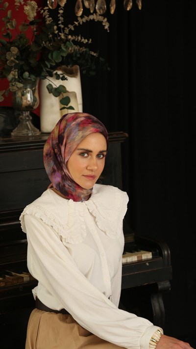 FEATHER MİST DESEN EŞARP PEMBE