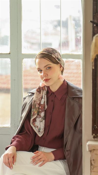 FİORA DESEN EŞARP BEJ-1