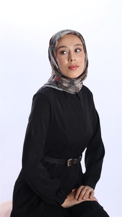 FİORA DESEN EŞARP GRİ-4