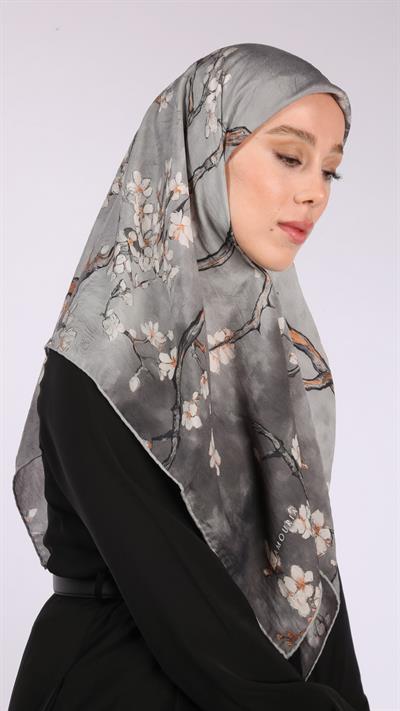 FİORELA DESEN EŞARP GRİ-10