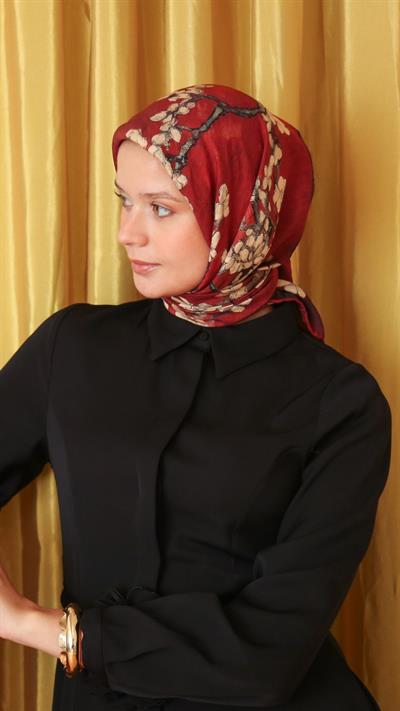 FİORELA DESEN EŞARP VİŞNE-1