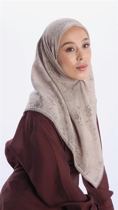 FLEUR DESEN EŞARP BEJ-2