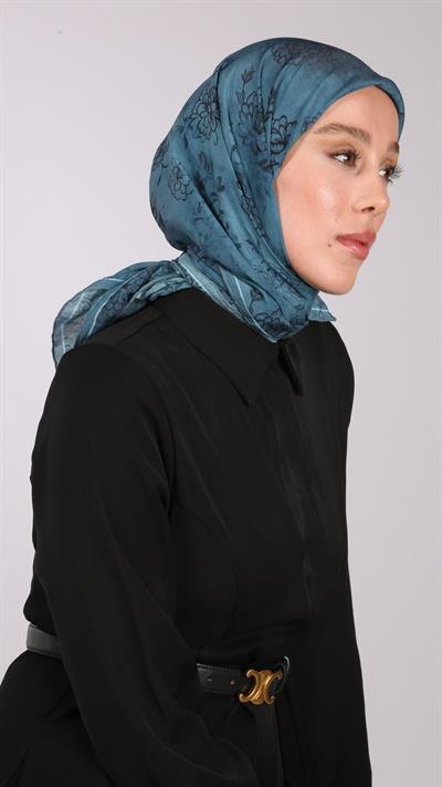 FLEUR DESEN EŞARP DENİZ MAVİ-18