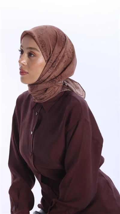 FLEUR DESEN EŞARP TABA-10