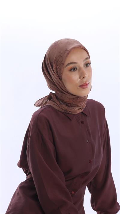 FLEUR DESEN EŞARP TABA-10