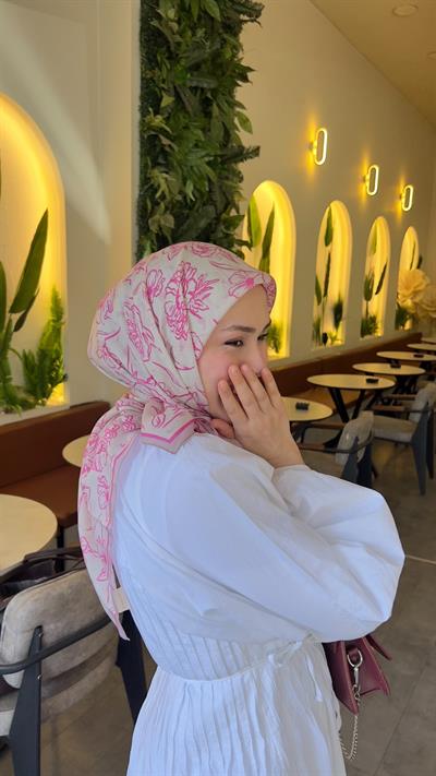 FLORA DESEN EŞARP FUŞYA-4