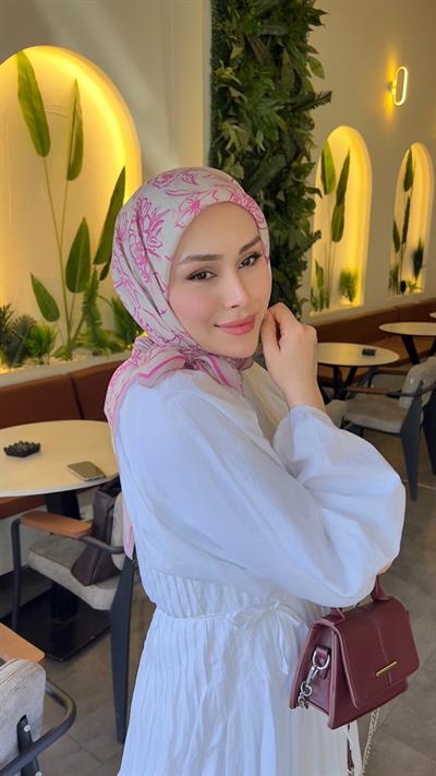 FLORA DESEN EŞARP FUŞYA-4