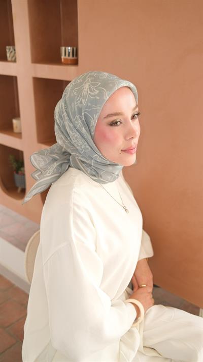 FLORA DESEN EŞARP MAVİ-2