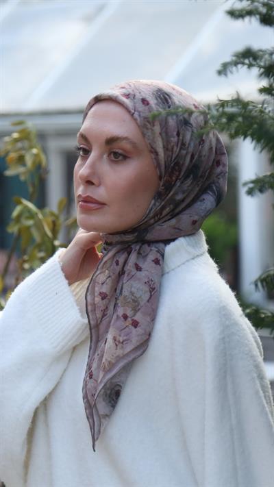 FLOWER DESEN EŞARP BEJ