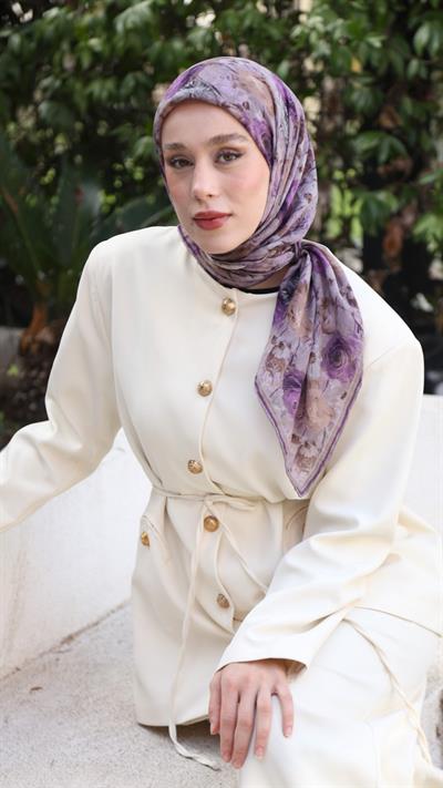 FLOWER DESEN EŞARP LİLA