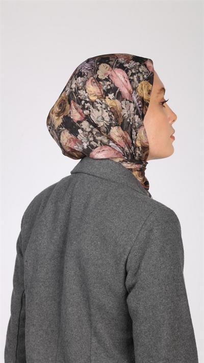 FLOWER DESEN EŞARP SİYAH