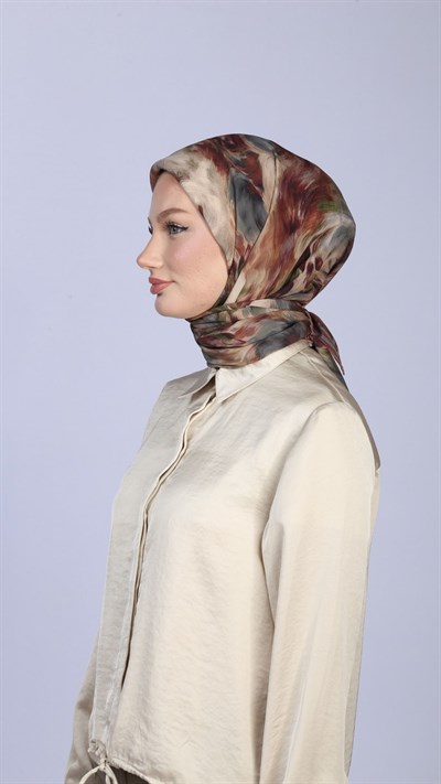 FLOWER FEATHER DESEN EŞARP KİREMİT
