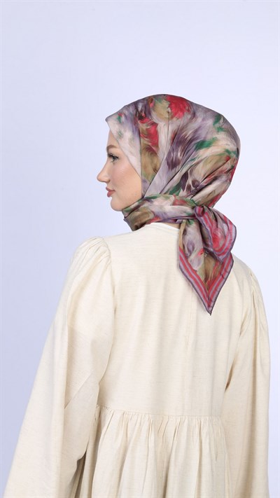 FLOWER FEATHER DESEN EŞARP LİLA