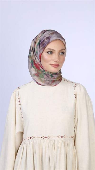 FLOWER FEATHER DESEN EŞARP LİLA
