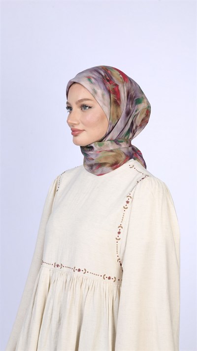 FLOWER FEATHER DESEN EŞARP LİLA