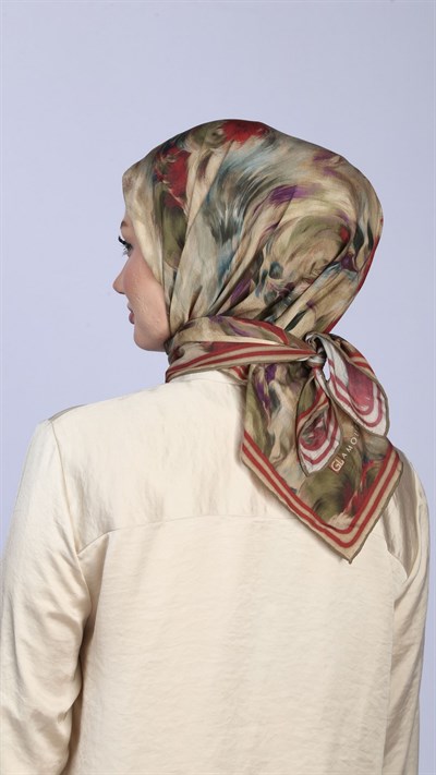 FLOWER FEATHER DESEN EŞARP YEŞİL