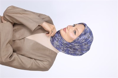 Gardenia Desen Eşarp Çivit Mavi
