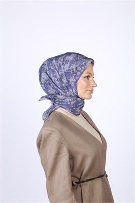 Gardenia Desen Eşarp Çivit Mavi