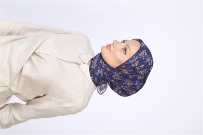 Gardenia Desen Eşarp Lacivert