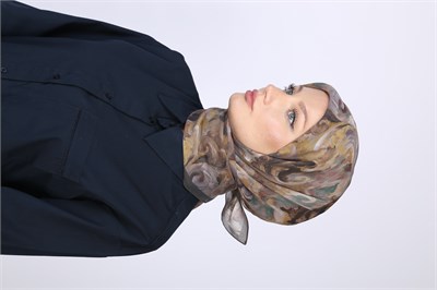 HELİS DESEN EŞARP-KAHVE SARI