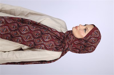 İKAT DESEN ŞAL-BORDO