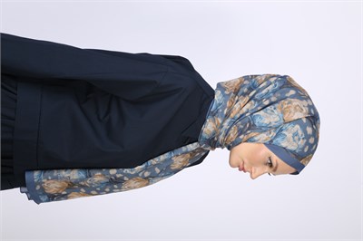 İZGE DESEN ŞAL-KOYU MAVİ