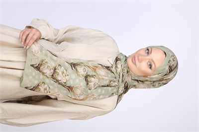 İZGE DESEN ŞAL-PASTEL YEŞİL
