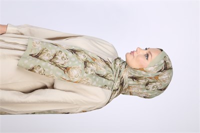 İZGE DESEN ŞAL-PASTEL YEŞİL