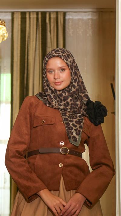 LEO DESEN EŞARP SİYAH-6