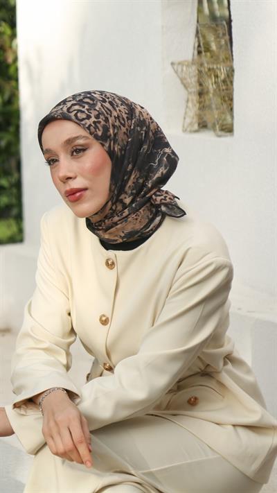 SPOTTED LEOPARD DESEN EŞARP ANTRASİT