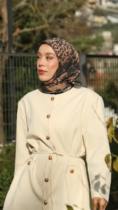SPOTTED LEOPARD DESEN EŞARP ANTRASİT