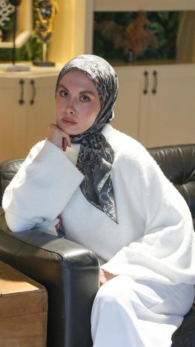 SPOTTED LEOPARD DESEN EŞARP GRİ