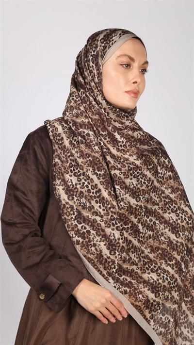 LEOPAR DESEN ŞAL BEJ