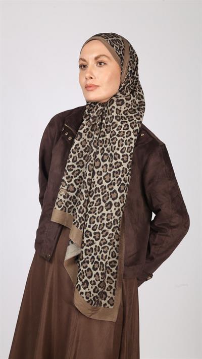 LEOPAR DESEN ŞAL KAHVE