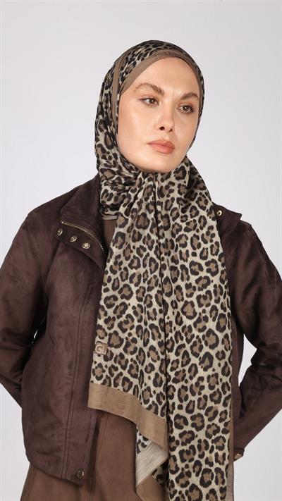 LEOPAR DESEN ŞAL KAHVE