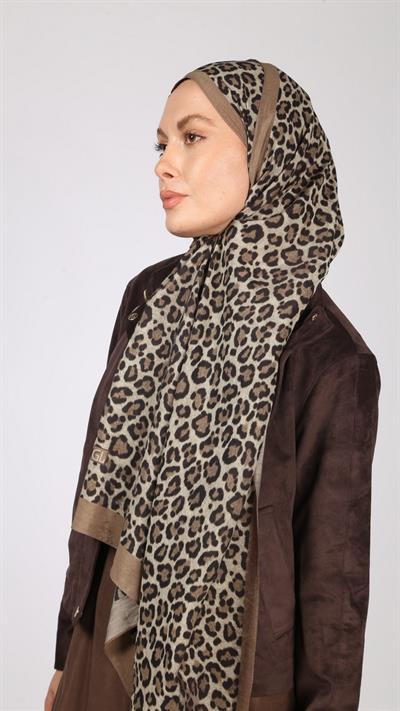 LEOPAR DESEN ŞAL KAHVE