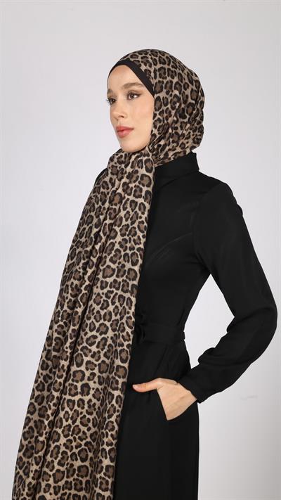 LEOPAR DESEN ŞAL SİYAH