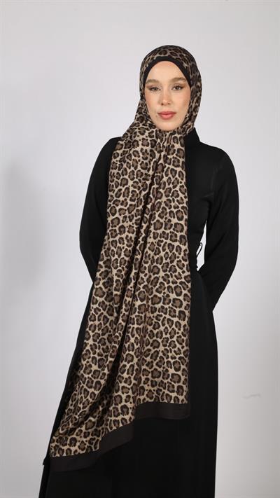 LEOPAR DESEN ŞAL SİYAH