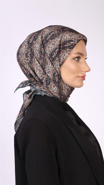 LEOPAR GRİD DESEN EŞARP PETROL YEŞİLİ