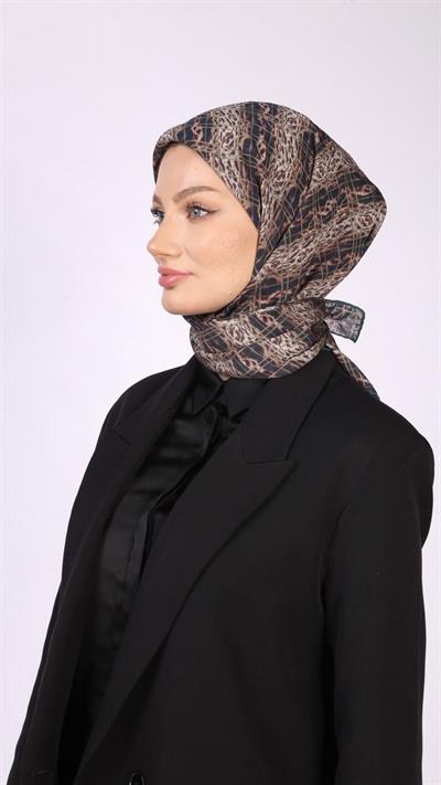 LEOPAR GRİD DESEN EŞARP PETROL YEŞİLİ