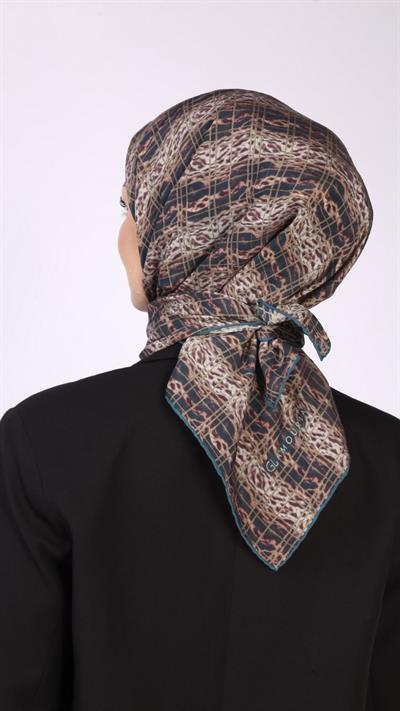LEOPAR GRİD DESEN EŞARP PETROL YEŞİLİ