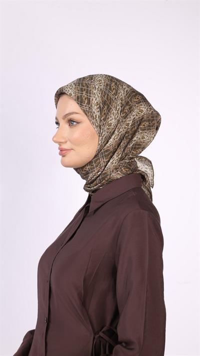 LEOPAR GRİD DESEN EŞARP YEŞİL