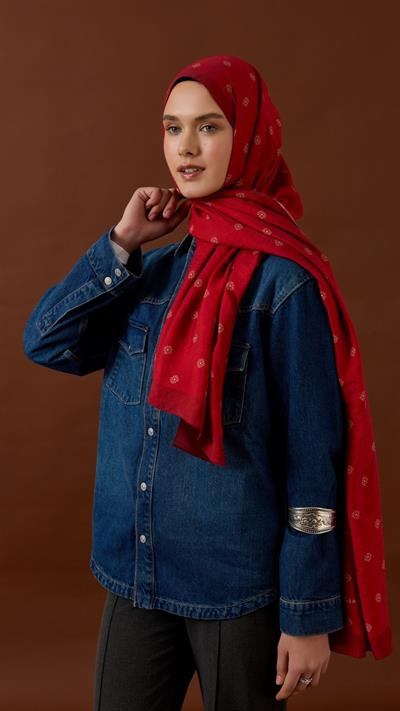 LİNA DESEN ŞAL-KIRMIZI-6
