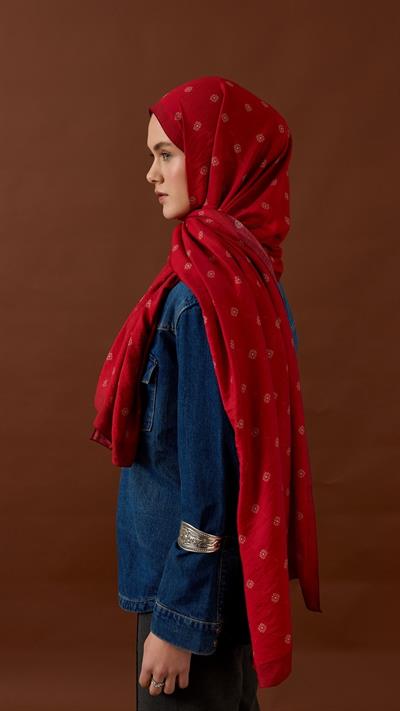 LİNA DESEN ŞAL-KIRMIZI-6