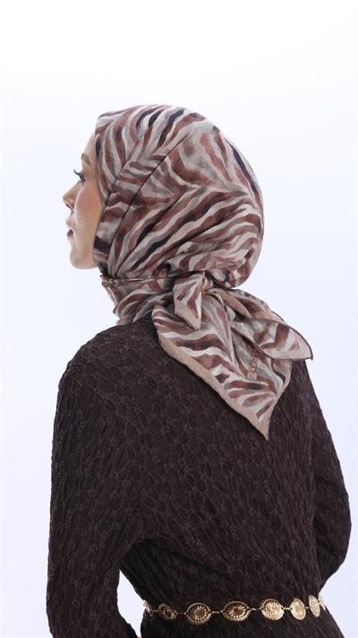 LİNEA DESEN EŞARP VİZON-5